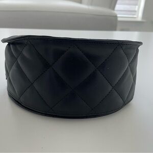 CHANEL BLACK QUILTED LEATHER SUNGLASSES CASE